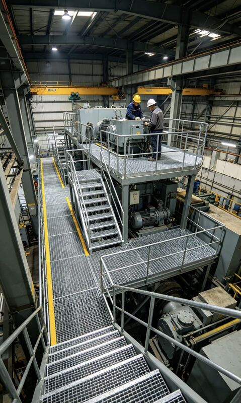 Grigliato in acciaio pressato zincato a caldo 25x3mm per passerelle industriali